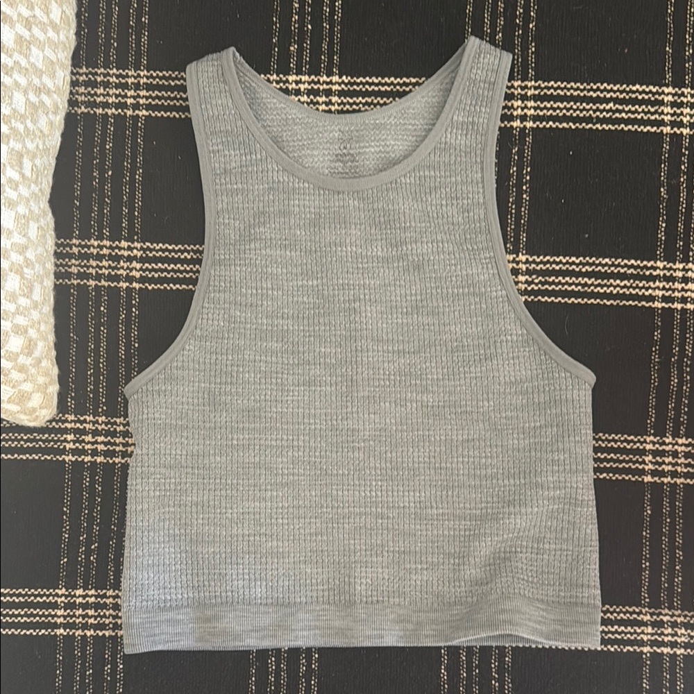 Gray Ribbed Women's Stretch Tank Top - M